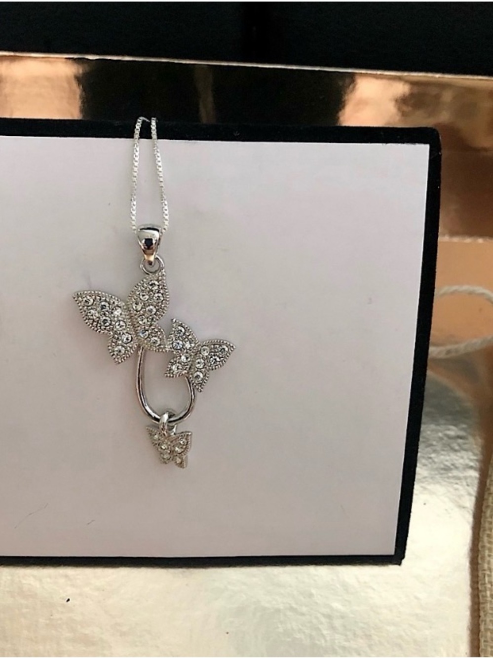 Silver Butterfly Crystal Pendant Necklace - Women Jewelry 🦋
